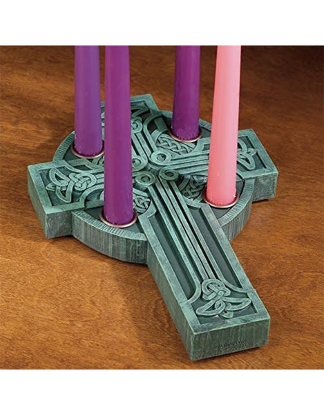 Celtic Cross Advent Wreath with Candles, 3/4 inch Base, 10 inch candles - St. Mary's Gift Store