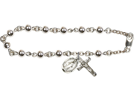 Sterling Silver Rosary Bracelet, 4mm Beads - St. Mary's Gift Store